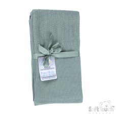 CBP60-SG: Sage Deluxe Personalisation Cellular Cotton Roll Blanket